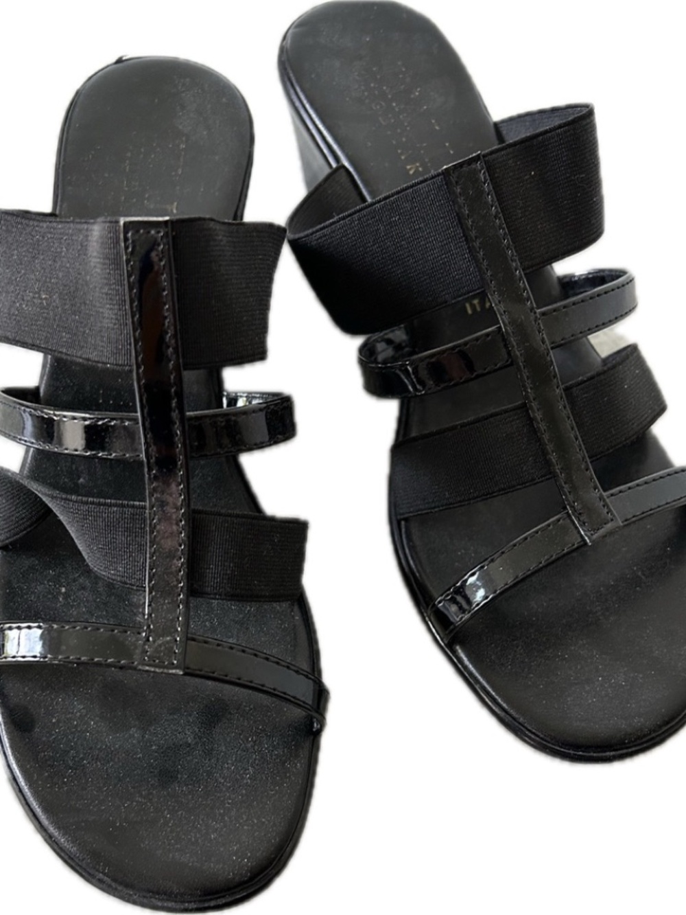 Slip on black wedge sandal